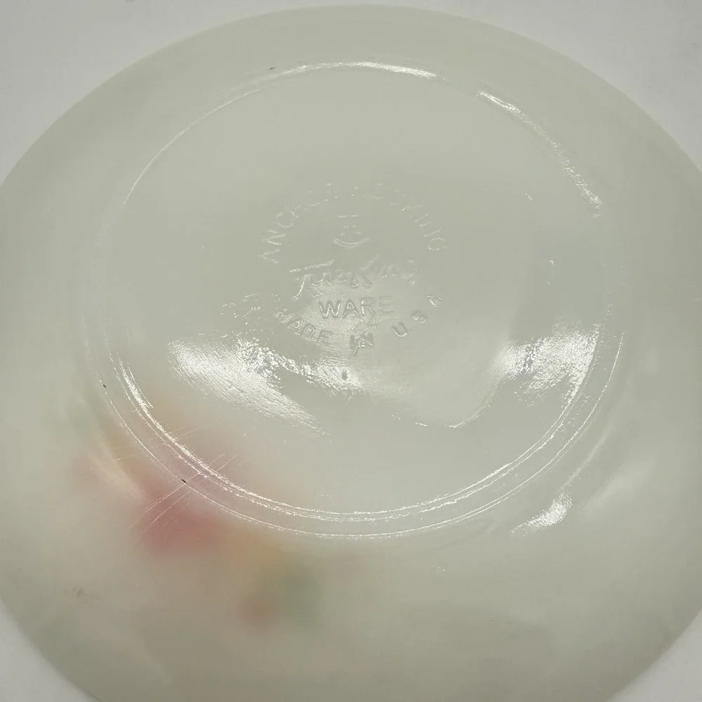 VTG Fire King Milk Glass Cup And Saucer Yellow Orange Flower Anchor Hocking‎